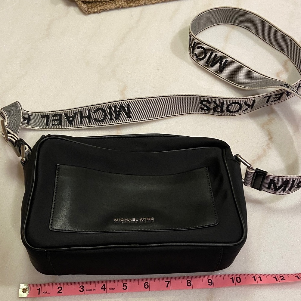 Michael Kors Black Crossbody Bag with Gray Strap